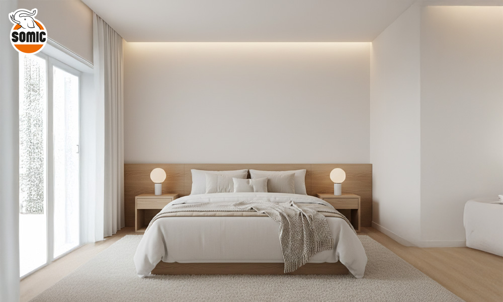 ห้องนอนโทนสี Cloud Dancer สร้างพื้นที่ปลอดภัยเพื่อการนอนหลับที่มีคุณภาพ